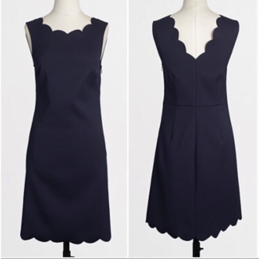 J.Crew Scalloped Navy Dress